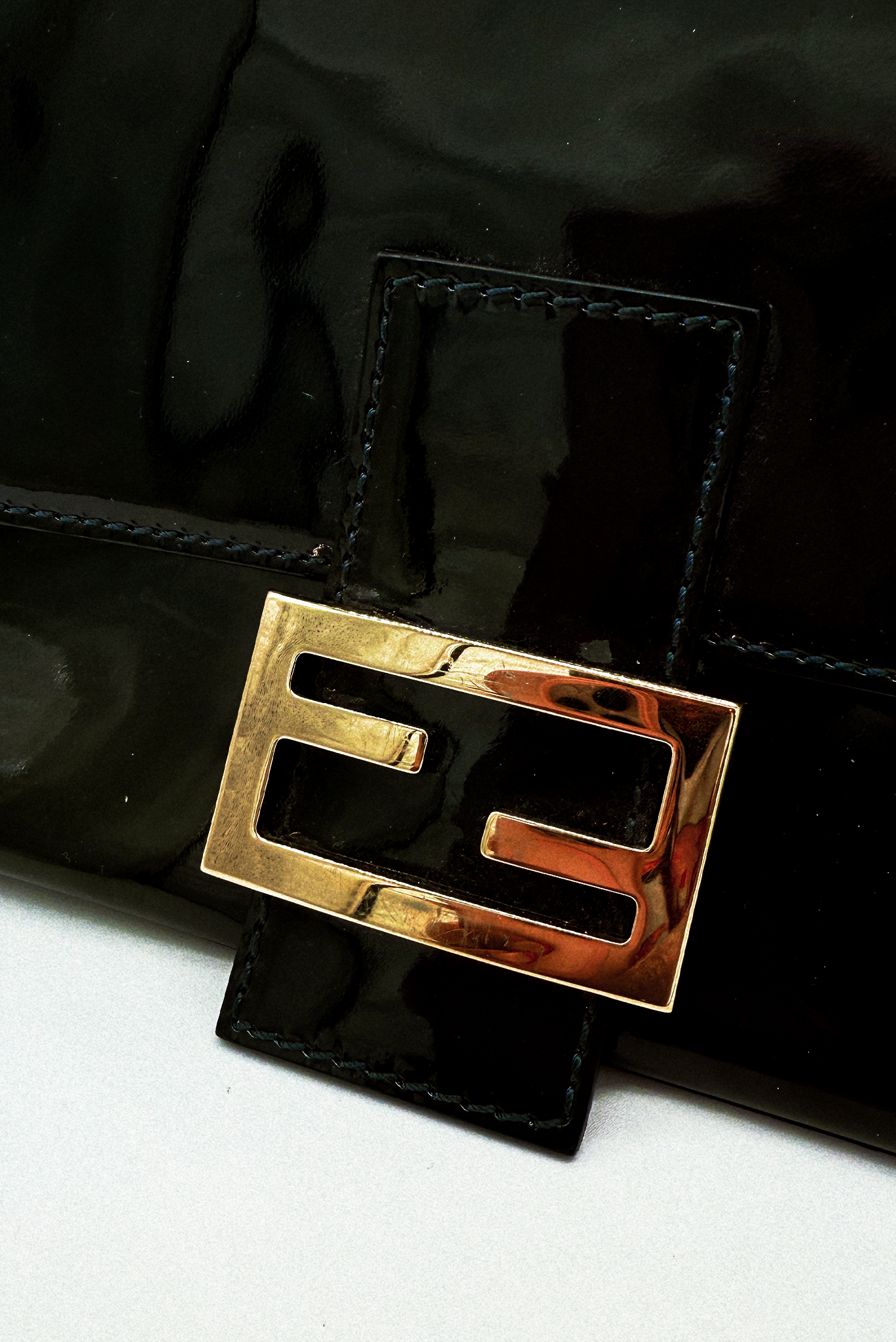 Fendi Navy Patent Leather Mamma Baguette